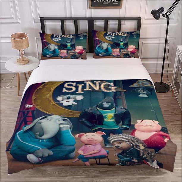 Animal Singing Competition Dream Chasing Animation Movie Happy Voice Poster Themed Bedding Set Duvet Cover and Pillowcase Set
