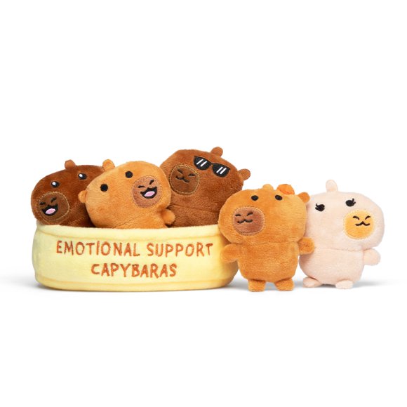 Set de figuras de juguete WHAT DO YOU MEME? Capibara de apoyo emocional