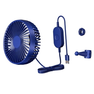 Magideal - Ventilador Usb Para Coche, Con Circulación De Aire, Giratorio, Compacto, 3 Velocidades, Ajustable, 12 V/24 V, Para Autocaravana, Casa, Sedán, Vehículo Azul