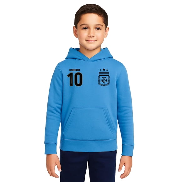Buzo con capucha Pullover Icon Sports Messi Argentina para niños, celeste