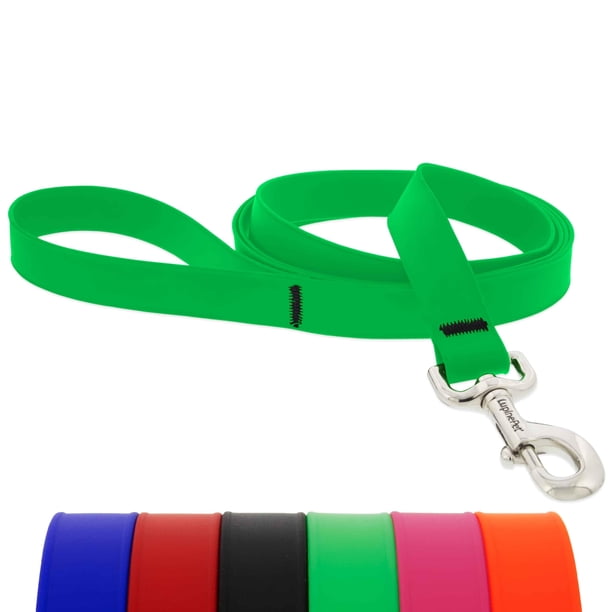 Correa para perro LupinePet, color verde neón, 2,5 cm de ancho y 1,8 m de largo, impermeable