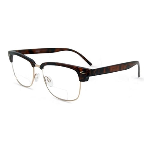 Pink Ribbon Shades - Lentes De Lectura Bifocales Semi Aro Rosa Con Diseño Carey 1.25