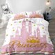 thumbnail image 1 of 3PCS Pink Bedding White Duvet Cover Full Kids Bedding Gold Glitter Crown Castle Fairy Tale Princess Comforter Bedspread Quilt Cover, 1 of 5