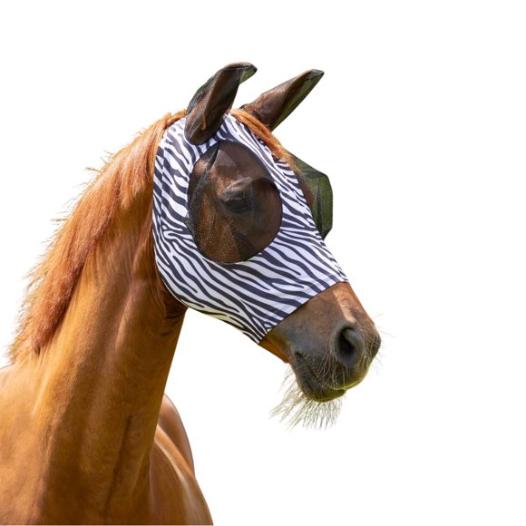 Mascara para moscas QHP para caballos con cierre de cremallera, lycra elástica y ajuste tipo bug-eye