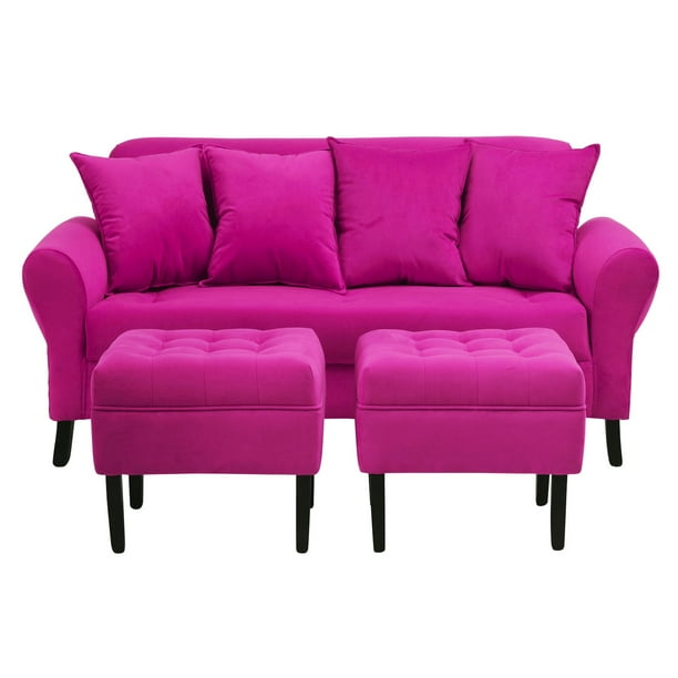 Sofa Lua 3c Pouf Felpa 20 Fucsia