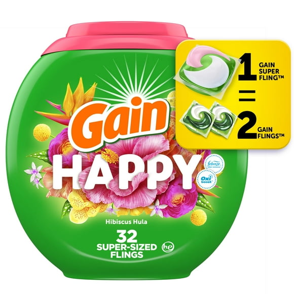 Detergente para ropa Gain, tamaño grande, 3 en 1, 32 paquetes