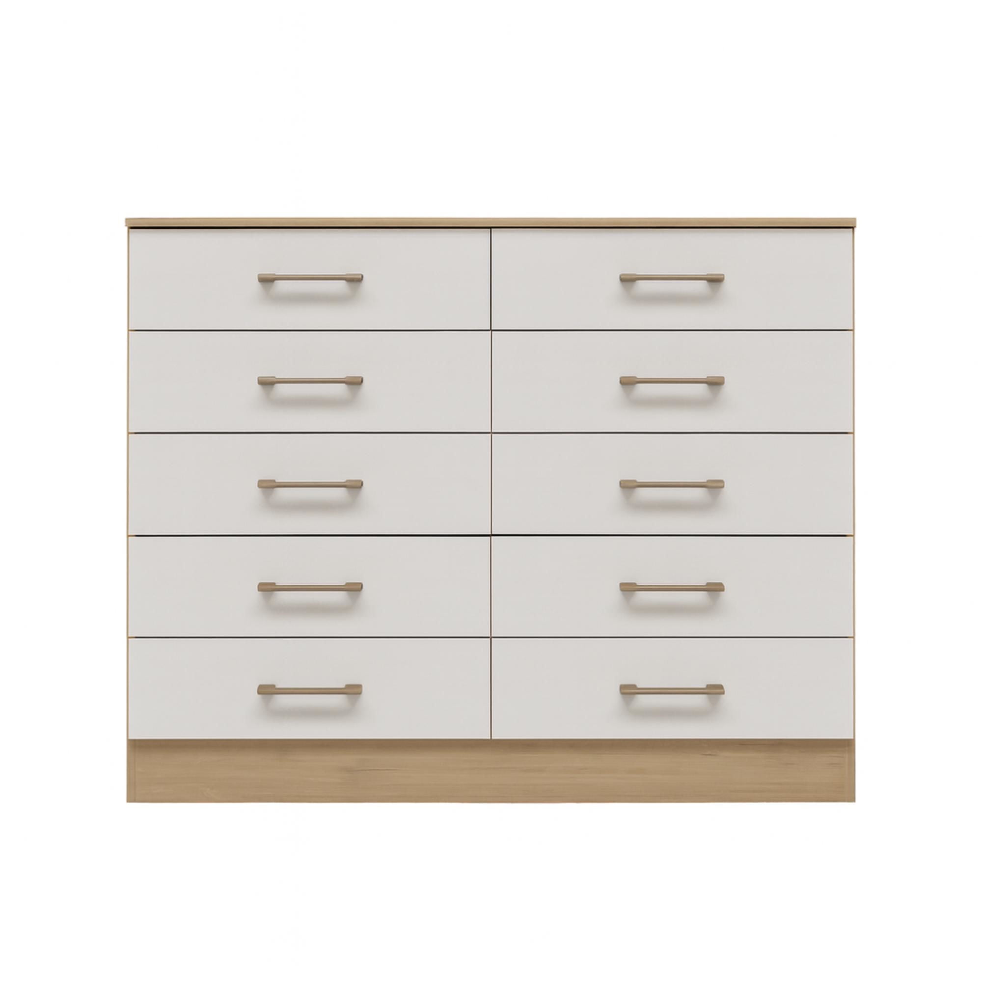 Exit - Cómoda Dakar 10 Cajones Blanco - Roble