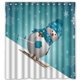 thumbnail image 1 of Cortina de ducha de baño con diseño de muñeco de nieve de invierno blanco con ganchos, tamaño 66 x 72 pulgadas, 1 of 3
