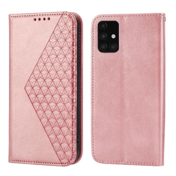 Funda Flip FOXDOCK para Samsung Galaxy A71 4G , Estilo Billetera con Diseño Rombo, Correa de Mano y Soporte, Uso Diario