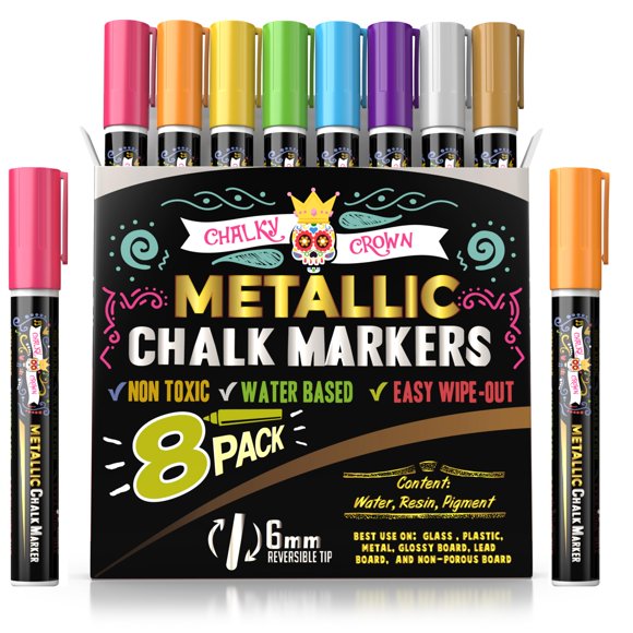 Marcadores de tiza CHALKY CROWN 6 mm 8 unidades Metálicos