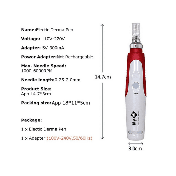 Dermapen Eléctrico Microneedling Ajustable 0 25 2 0 Mm