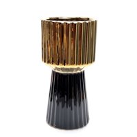 Mc Group - Jarron Florero Sakura Ceramica, Oro Negro 31X14 Cm