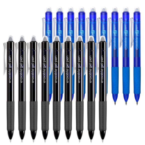 Bolígrafos de gel Vanstek retráctiles borrables de 0,7 mm de punta fina, paquete de 18