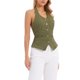 thumbnail image 4 of INSPIRE CHIC Chaleco de Mezclilla para Mujer de Regreso a Clases con Cuello Halter, Abotonado, Sin Espalda, Chaleco de Jean L Verde Militar, 4 of 6