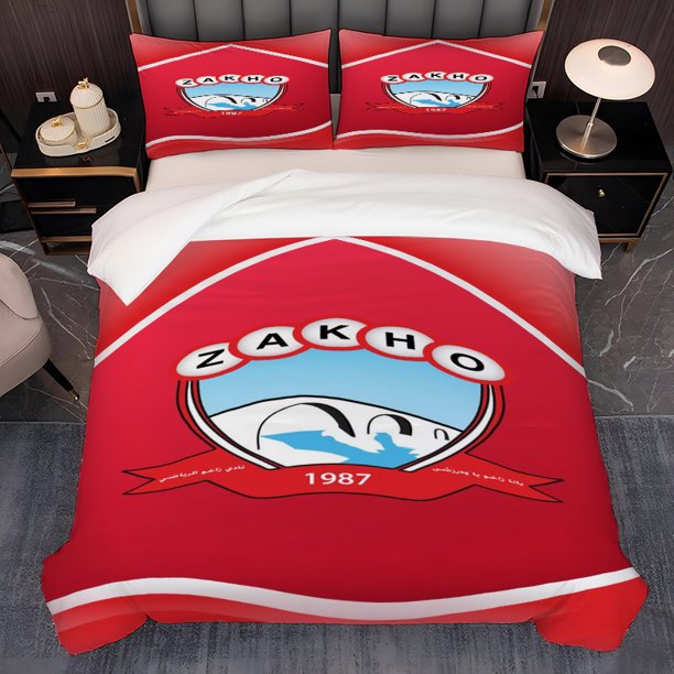 3pcs Zaho Sports Club Themed Printed Bedding Set Soft and Comfortable Duvet Cover with Pillowcases \u2013 Perfect for Home Bedrooms & All Seasons