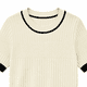 thumbnail image 3 of Polera Rib Mujer Tejida Manga Corta Cuello Redondo Bicolor blanco Talla Única, 3 of 3