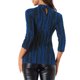 thumbnail image 3 of INSPIRE CHIC Blusa Metálica a Rayas Brillantes con Lentejuelas de Manga 3/4 para Fiesta de Halloween de Mujer S Azul, 3 of 6