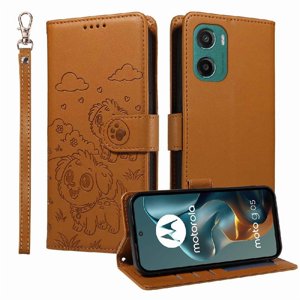 Funda Billetera Foxdock Compatible Con Motorola Moto E15, Diseño Perrito Tierno, Ranuras Para Tarjetas Y Soporte Plegable