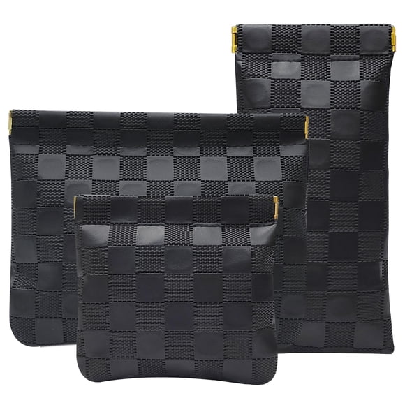 Neceser de Maquillaje Hapforever 3 Piezas Cuero Sintético PU con Cierre a Presión - Negro