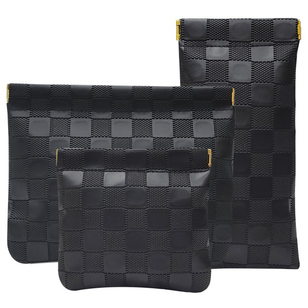 Neceser de Maquillaje Hapforever 3 Piezas Cuero Sintético PU con Cierre a Presión - Negro