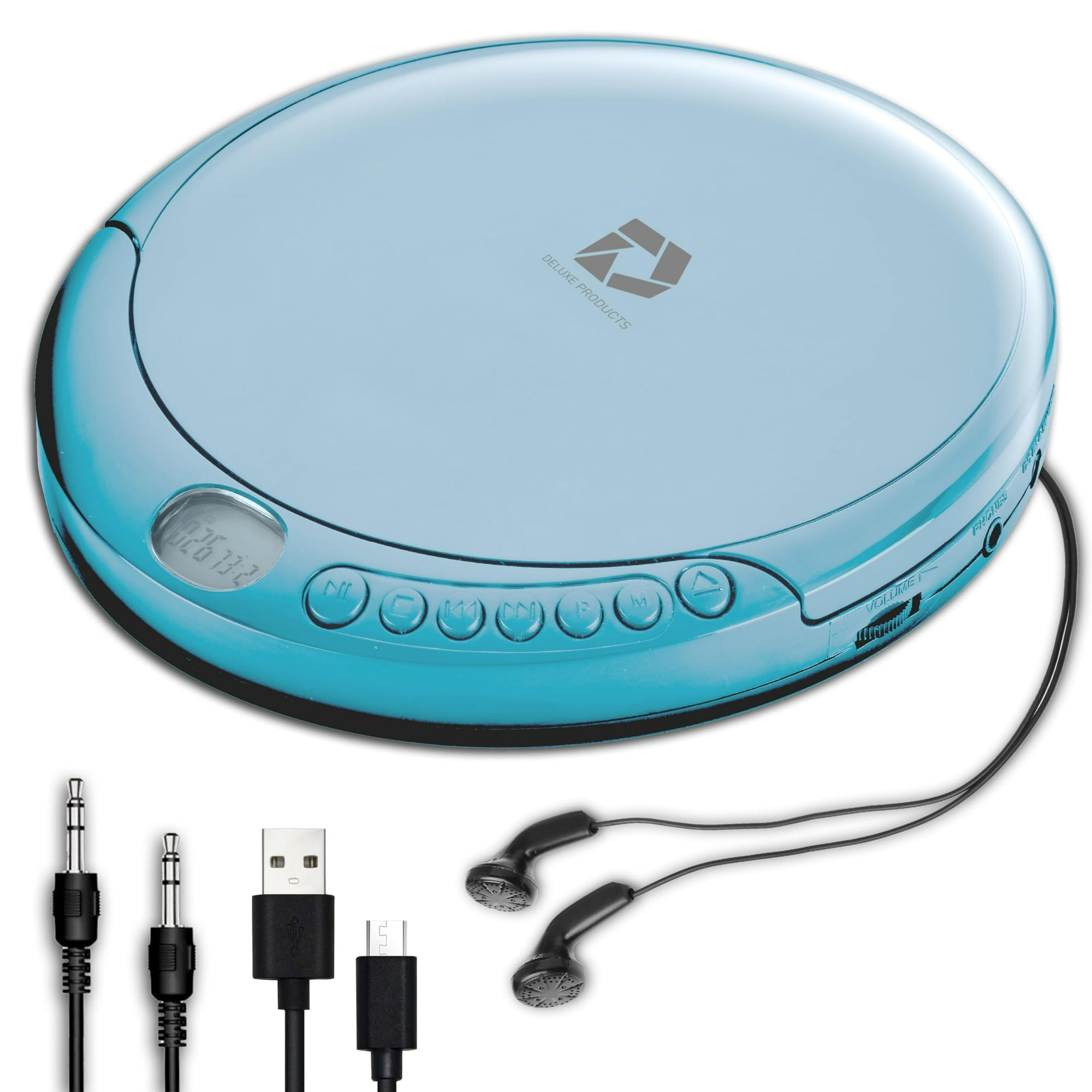 Reproductor de CD portátil de lujo con productos antideslizantes de los  años 60, color azul