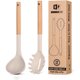 thumbnail image 1 of BUNDLEPRO Set de cucharón para sopa y tenedor para pasta de silicona con mango de madera, 1 of 3