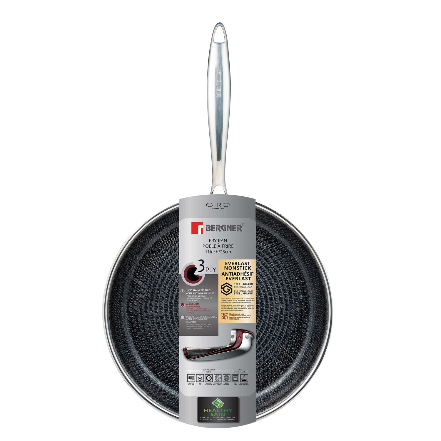 Bergner - Sarten Acero Inox Induccion Giro 28cm