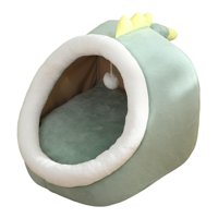 Ioensy - Cute Cave Bed Dog Warm With Ball Toy Sin Deformación Para Gatito Conejo Cachorro 43X40X35Cm Verde