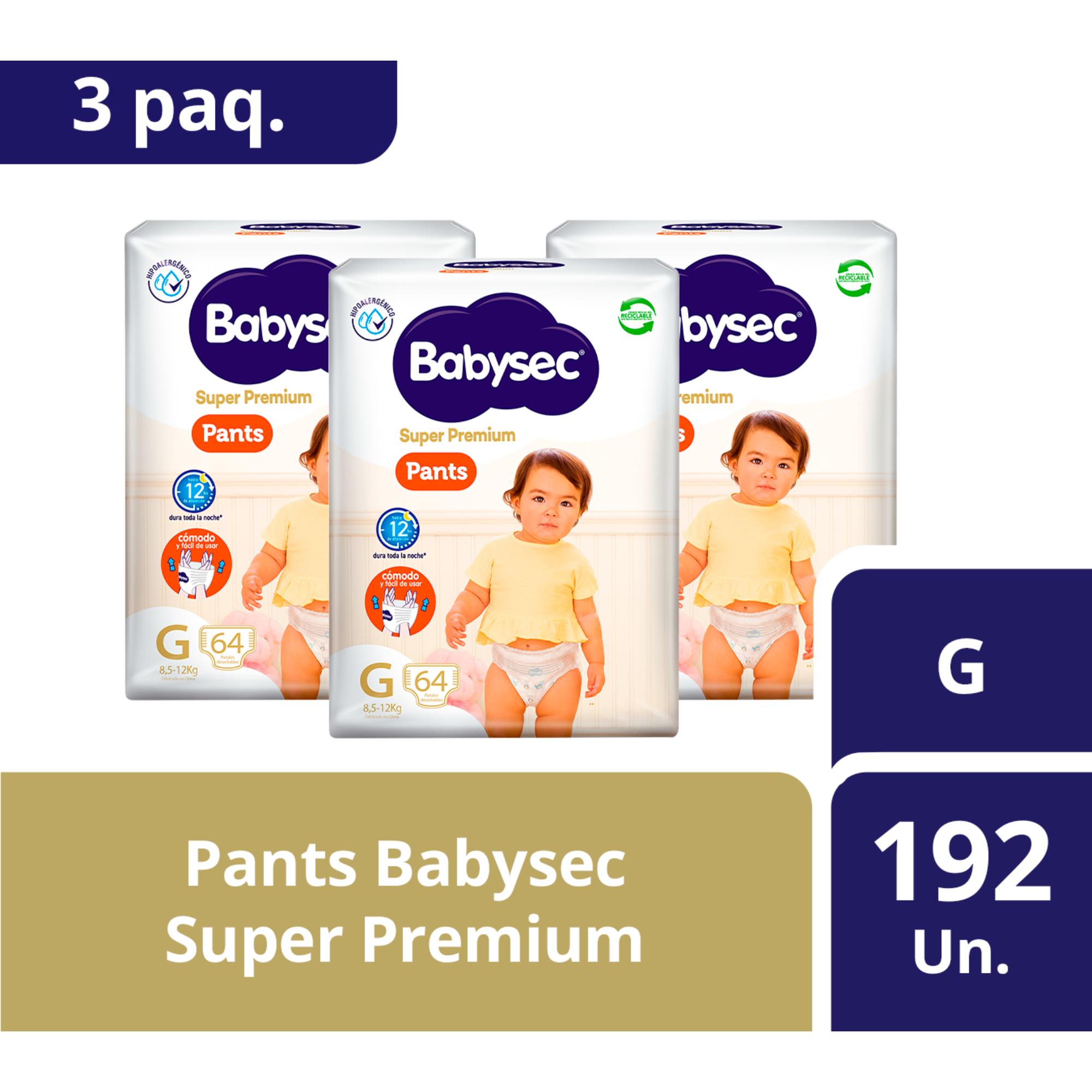 3 Paquetes Pants Babysec Super Premium 192 Un Talla G