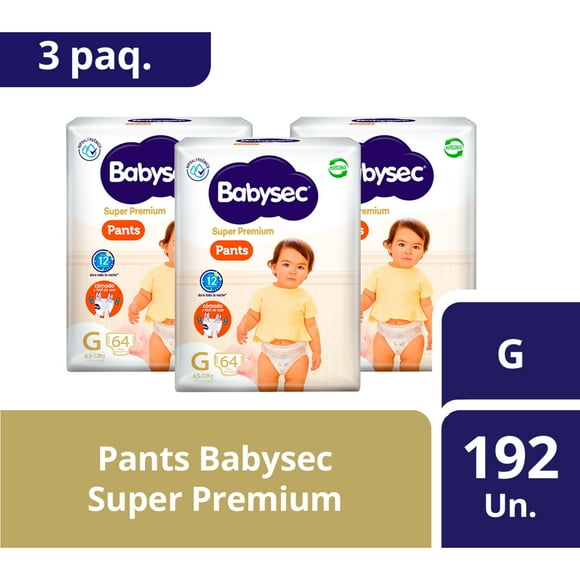 3 Paquetes Pants Babysec Super Premium 192 un Talla G