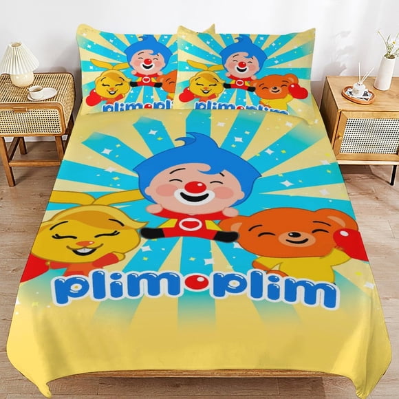 Plim Plim Bedding Sets Ultra Soft Skin-Friendly Duvet Cover 3 Piece, Cute Comforter Cover Bed Set for Boys Girls Kids
