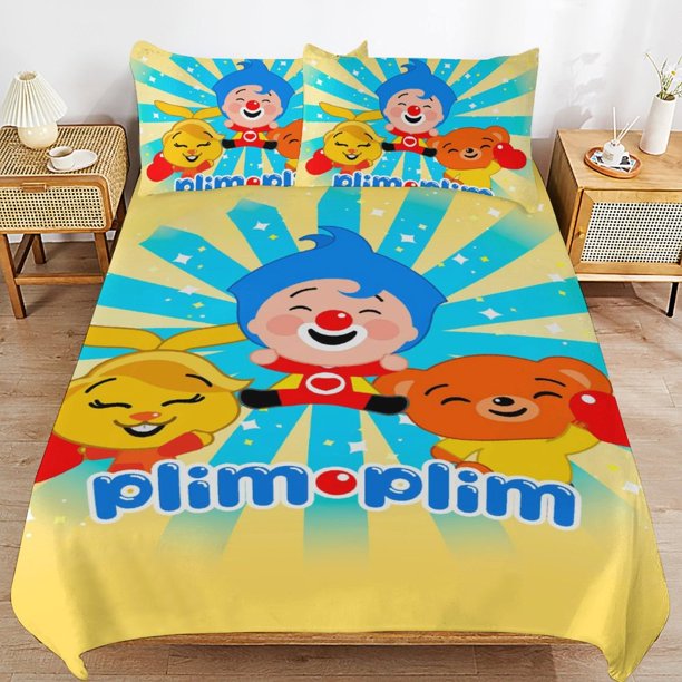 Plim Plim Bedding Sets Ultra Soft Skin-Friendly Duvet Cover 3 Piece, Cute Comforter Cover Bed Set for Boys Girls Kids