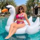 thumbnail image 3 of Agnes Orinda Conjunto de Bikini de 2 Piezas para Mujer de Talla Grande Trajes de Baño Floral de Cintura Alta Realce Impreso para Vacaciones en la Playa Fiesta en la Piscina Talla 3X Rojo Rosa, 3 of 8