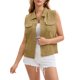 thumbnail image 1 of INSPIRE CHIC Chalecos de Mezclilla para Mujer con Botones Lavados para Regreso a Clases Chaquetas de Jean sin Mangas con Bolsillos Caqui L, 1 of 6