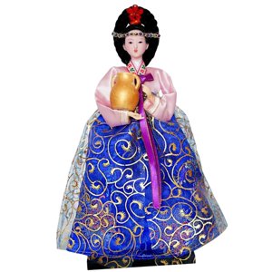 Magideal - Figura De Geisha Coreana Estatua De Kabuki Adorno De Muñeca Oriental Figuras De Dama De 12"" Muñeca Hanbok Geisha Coreana Muñecas Hanbok Para Decoració Rosa Y Azul