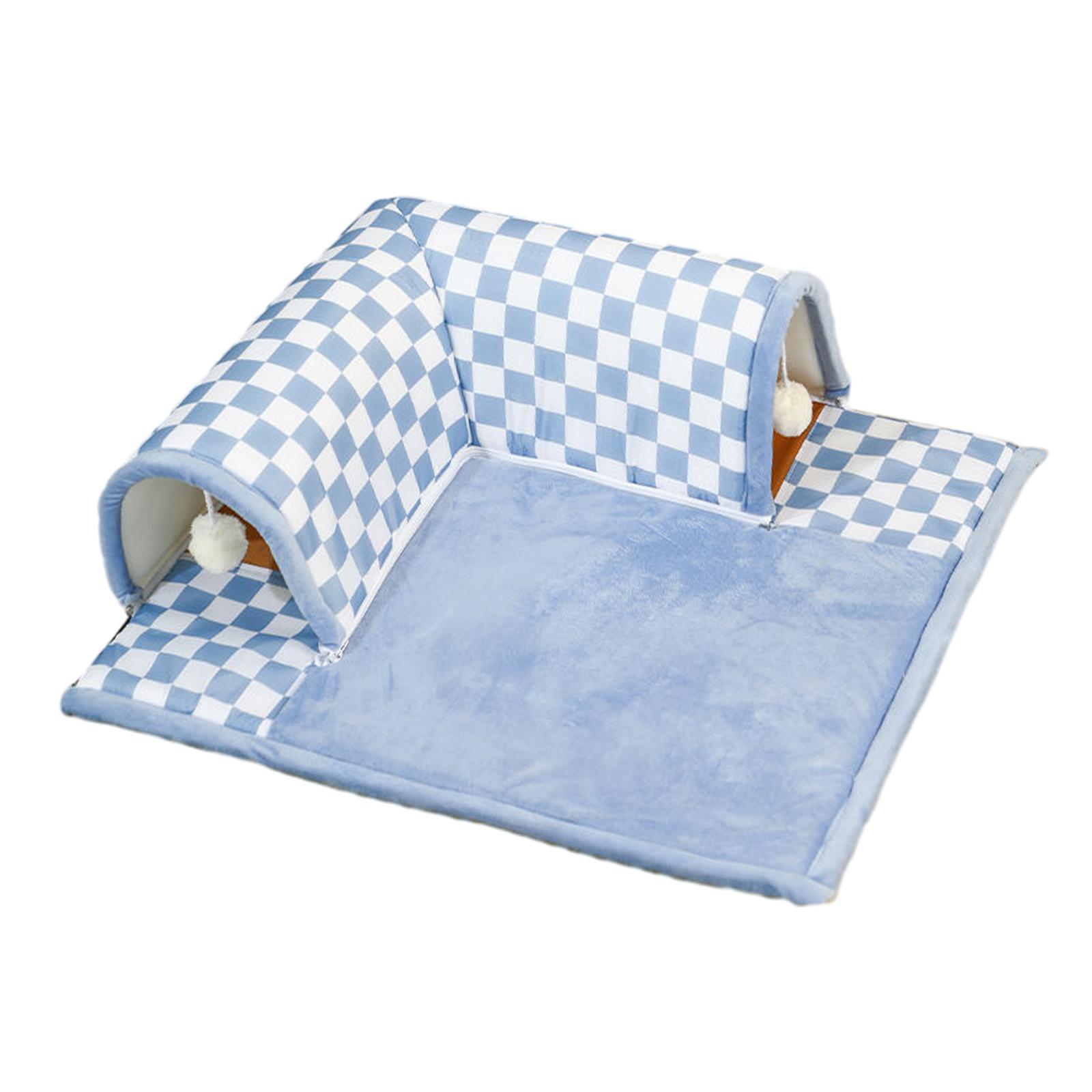 Magideal - Cama Túnel Para Gatos, Túnel De Juego Y Estera Portátil Con Estera Extraíble, Parque Infantil, Juguete Interactivo, Cabaña Para Gatitos De Interior L Azul