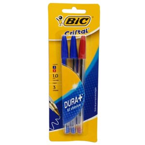 Pack X 4 Blister 3 Bolígrafos Cristal Fino / 2 Azul 1 Rojo – Bic