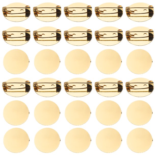 50 Piezas de Bandejas Redondas de Broche en Blanco con Alfiler Broche de Metal Clip de Pin Base de Disco para Corsage Insignias de Identificación (21mm/0.8")