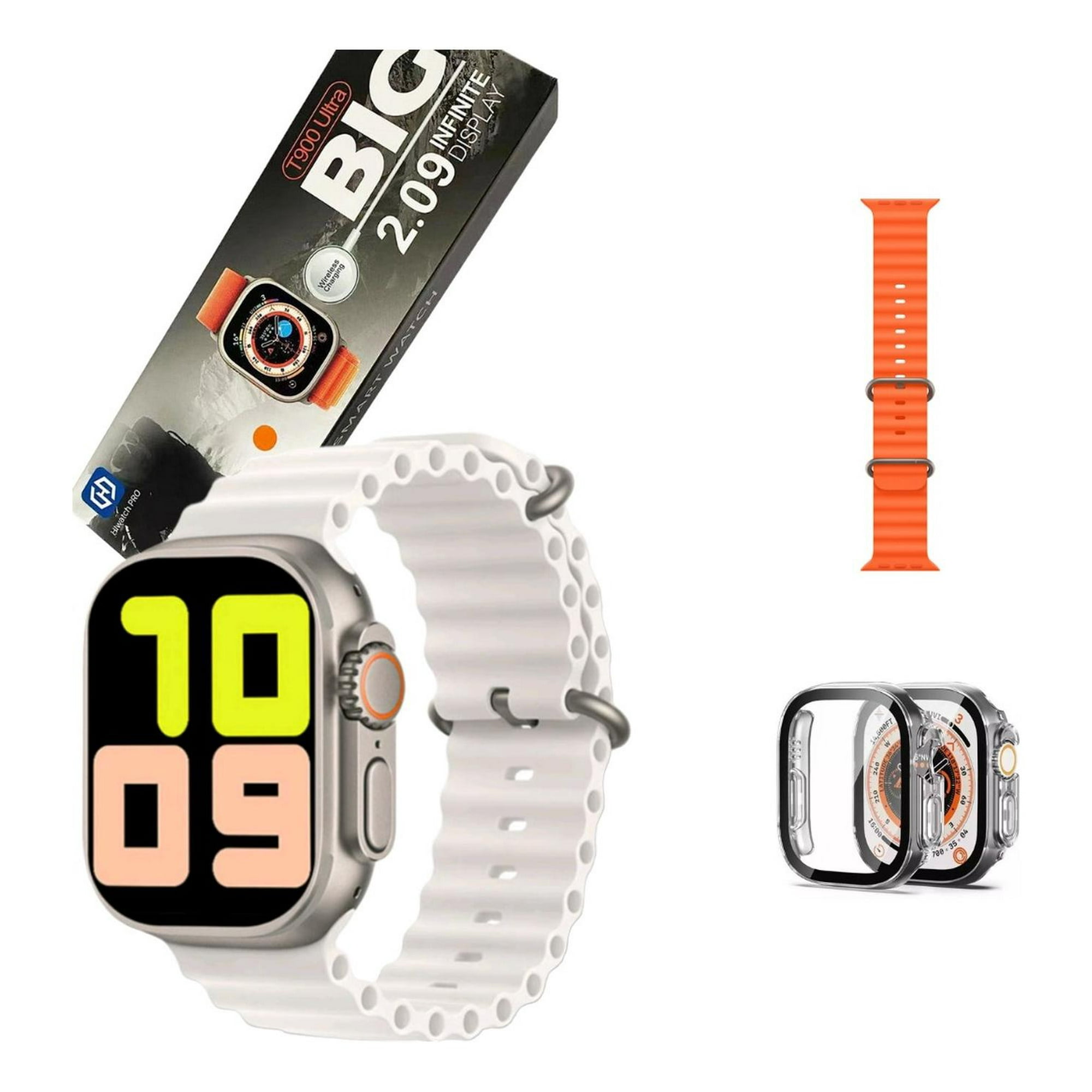 Hiwatchpro - Reloj Inteligente Smartwatch T900 Ultra Blanco + Correa + Protector 49mm Blanco L