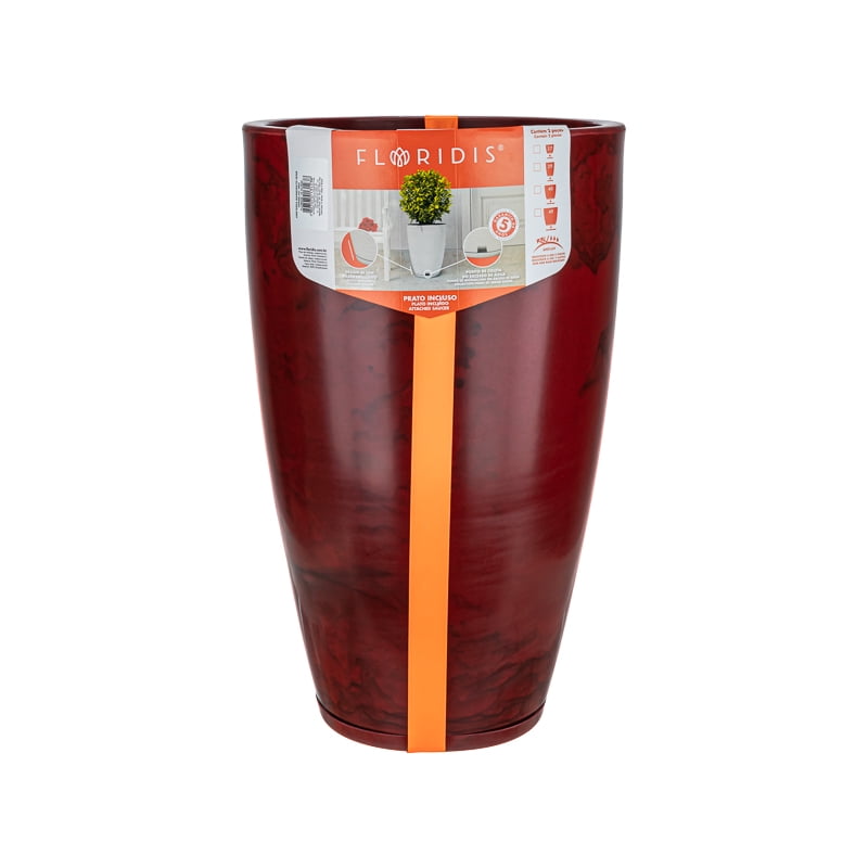 Floridis - Macetero Rojo Marmol Amsterdam 65 Cm Alto