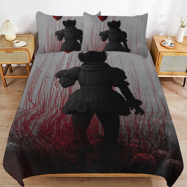 Pennywise Bedding Set Duvet Cover Comfortable and Lightweight Cartoon Bedding 3 Piece Bed Set