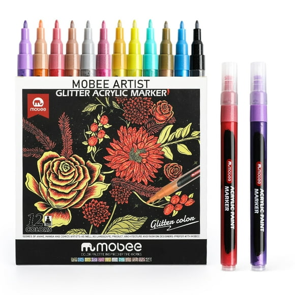 Lápices Marcadores Acrílicos Tipo Posca 12 Colores Glitter