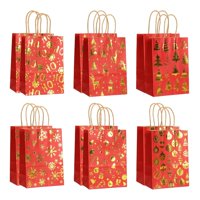 Magideal - 12 Bolsas De Regalo Con Asas, Bolsas De Compras Profesionales De Color Rojo Y Dorado Para Regalos, Celebraciones Navideñas, Acción De Gracias Y Bodas.