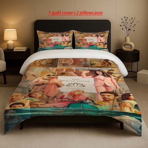 The White Lotus Resort Story Pattern Three-Piece Set Soft And Comfortable bedding Suitable for All Seasons
