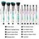 thumbnail image 2 of Juego de 10 brochas de maquillaje de oro rosa con diseño de diamante, brochas profesionales para sombras de ojos, corrector, delineador y cejas (azul y morado)., 2 of 7
