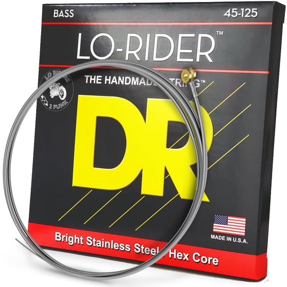 Cuerdas para bajo DR Strings Lo-Rider de acero inoxidable con núcleo hexagonal de 5 cuerdas 45-125