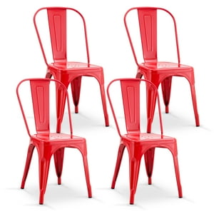 Novahus - Pack De 4 Silla Metal Tolix Rojo
