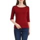 thumbnail image 1 of INSPIRE CHIC Camisetas de Mujer Mangas al Codo Cuello Barco Ajuste Ceñido Casual Vino Rojo XS, 1 of 8