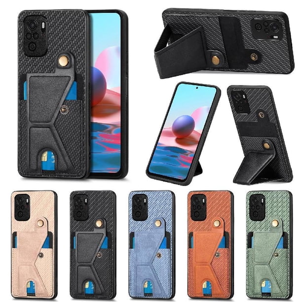 Funda Resistente para Xiaomi Redmi Note 10 4G con Tarjetero y Soporte, Diseño Magnético Negro