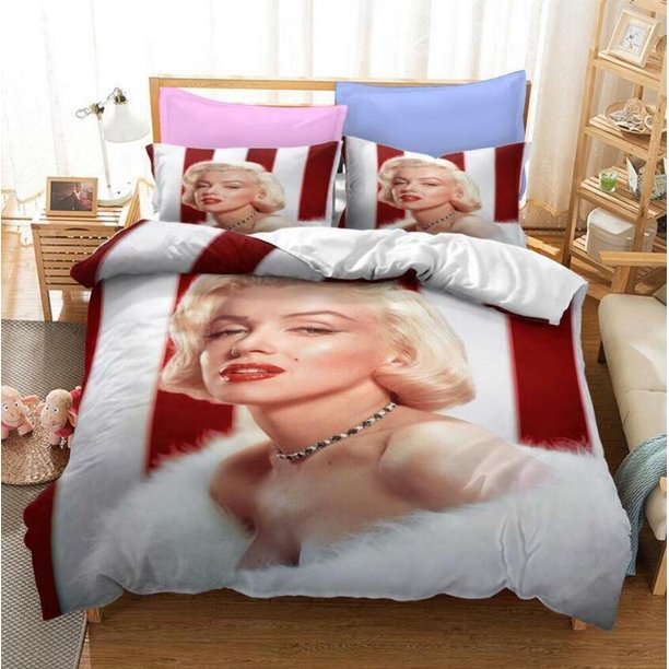 Classic Celebrity Marilyn Monroe Quilt Duvet Cover Set Comforter Cover3-Piece Bedding Set (1 Duvet Cover + 2 Pillow Shams)